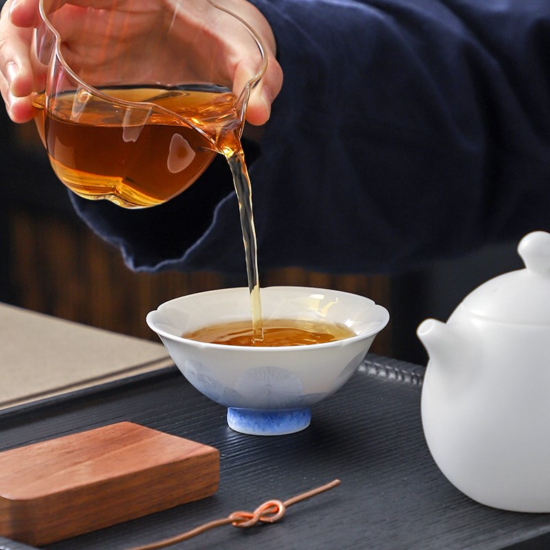 结晶釉京烧清水烧花口杯窑变主人杯单杯人专用茶杯陶瓷品茗杯茶具