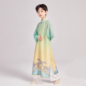 兴业堂男女童唐装汉服中式国学民国长衫相声大褂春夏薄款走秀古风