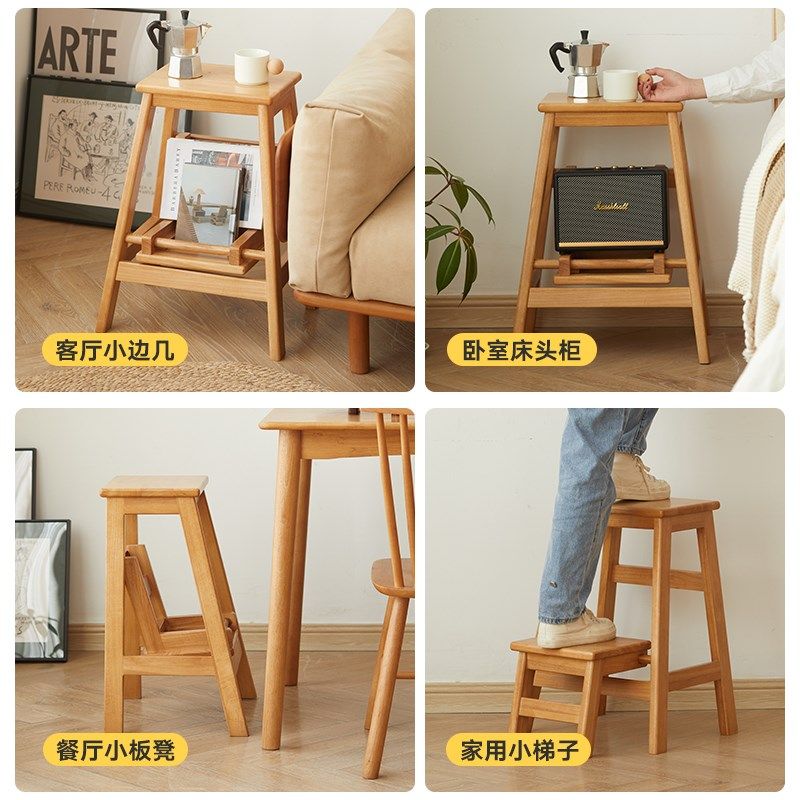 实木梯凳折叠家用多功能两用儿童两步台阶凳登高脚踏加厚二层凳