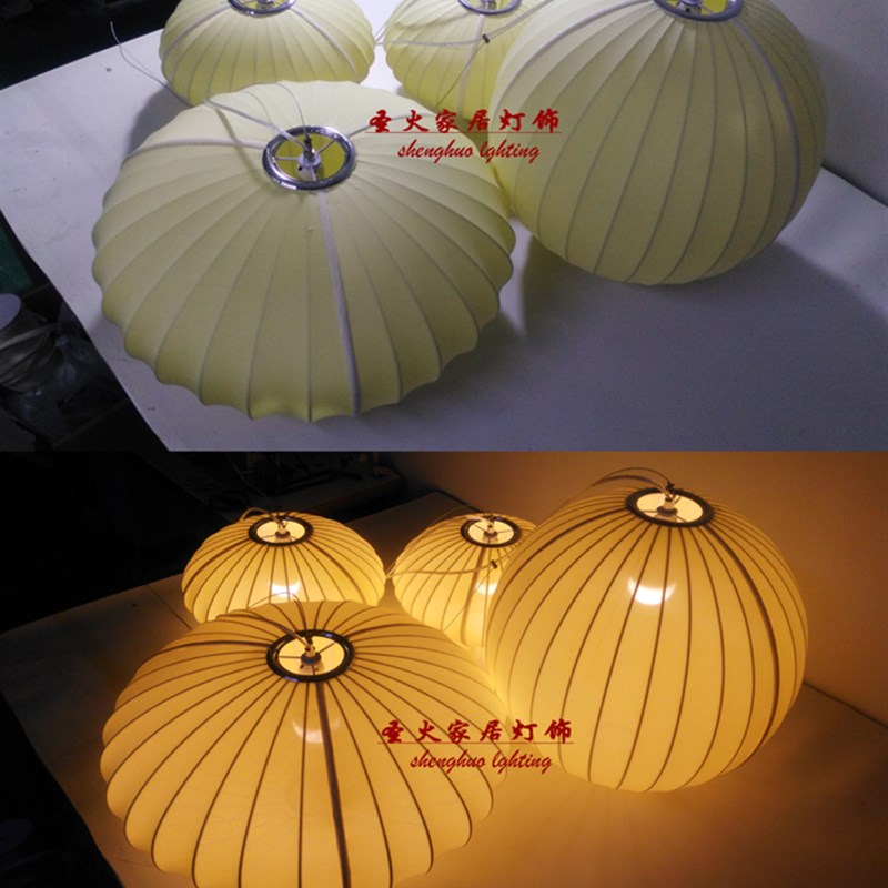 新中式布艺灯笼吊灯茶室餐厅酒店过道饭店楼梯创意餐饮日式圆球灯