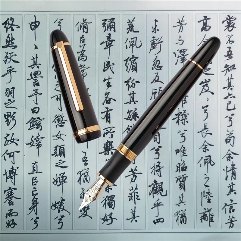 福林356手工打磨金属钢笔 盔甲尖双层V型尖 中国风长刀研吸墨笔