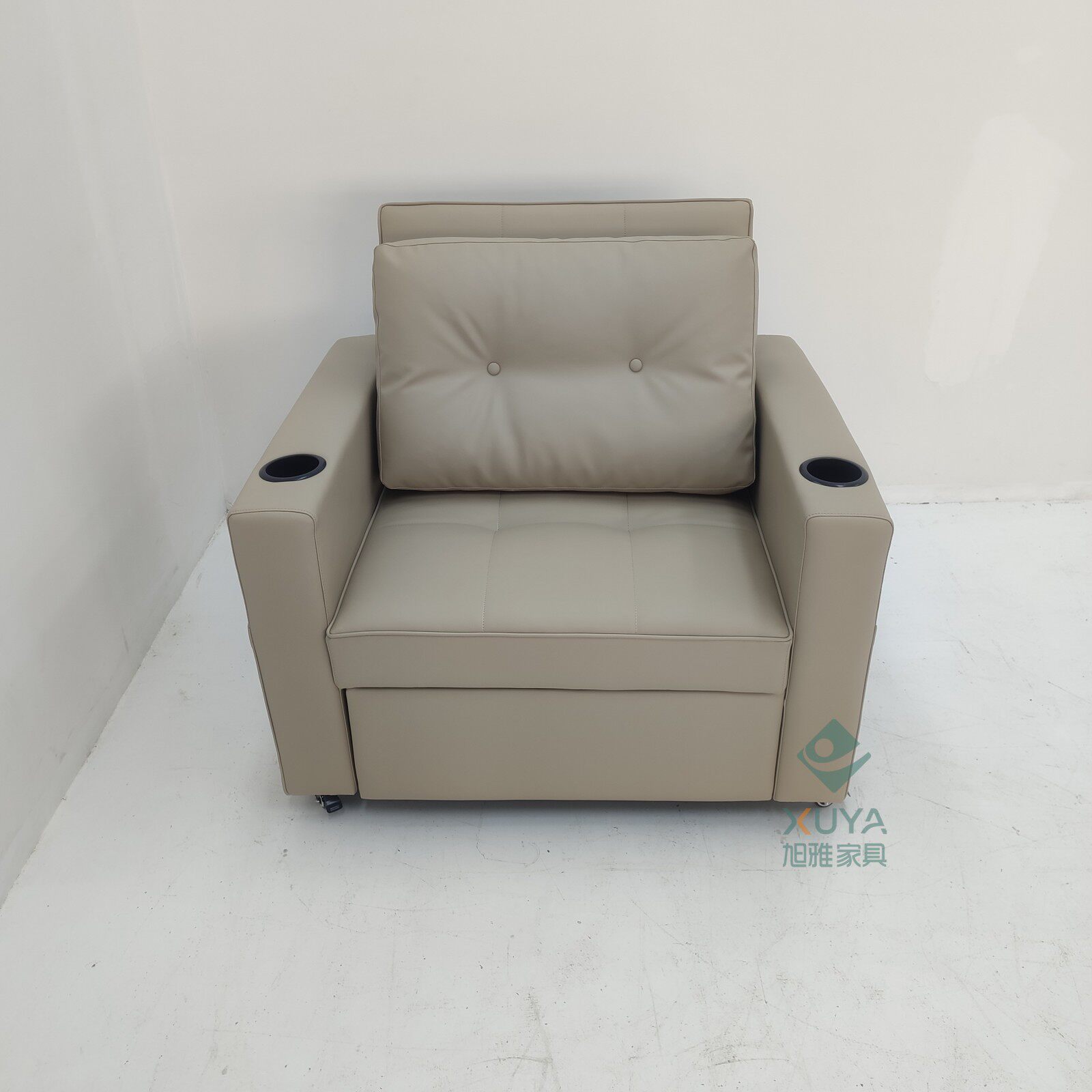 酒店单人位沙发床多功能可折叠两用带杯架客厅办公午休休闲沙发床图片