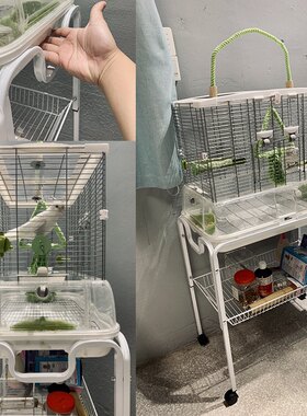 可移动置物笼架适用于法红丽利宝鸟笼托架支架脚轮架便于观赏