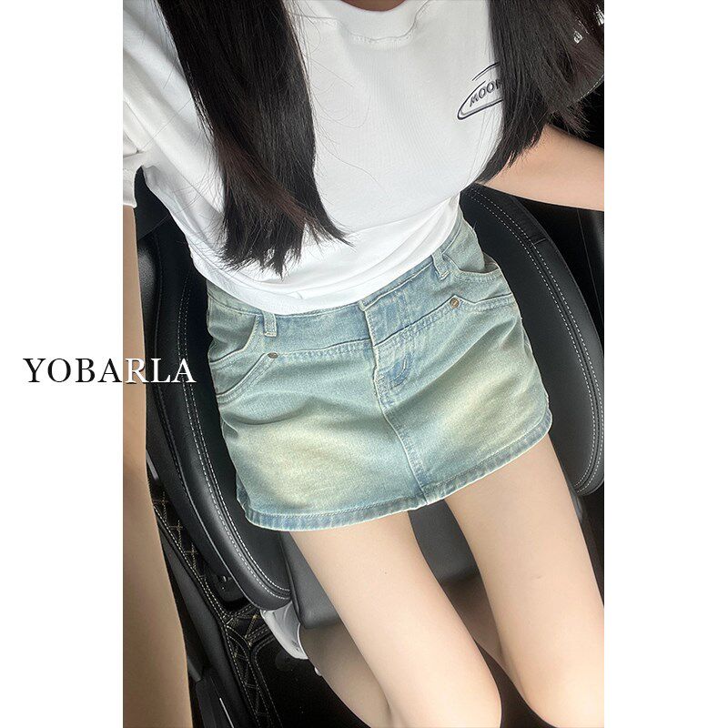 高腰牛仔短裙裤女夏季大码胖mm遮肚显瘦梨形身材a字小个子半身裙