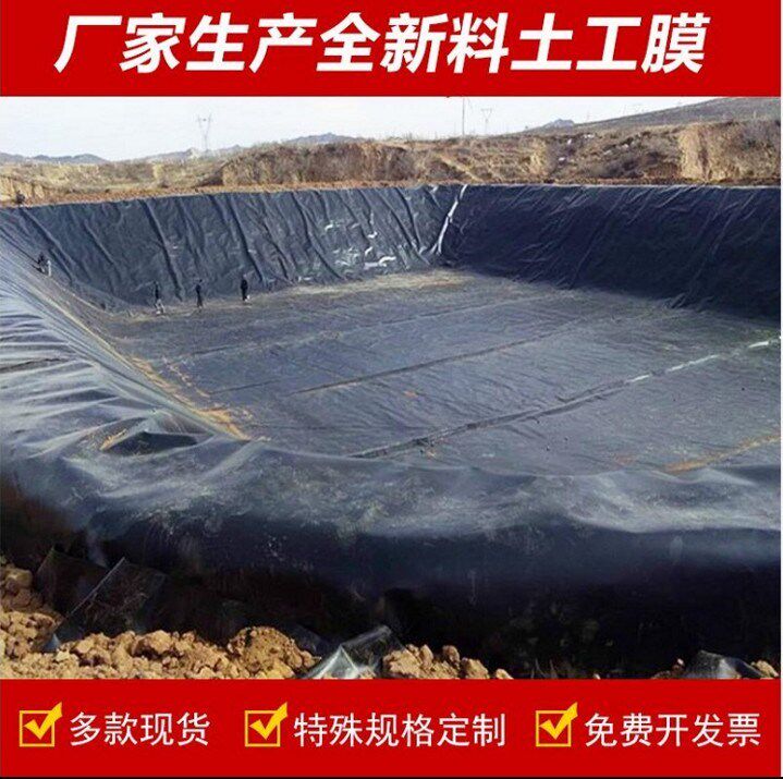 鱼塘防渗膜藕池养殖龙虾防逃黑色塑料加厚防水布抗氧化50s土工膜