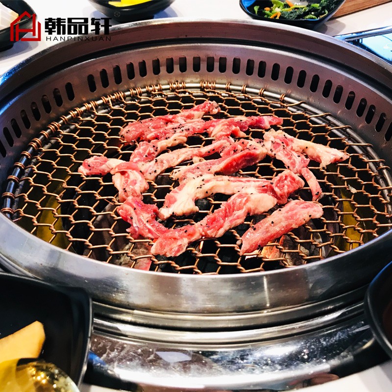 韩式碳烤炉商用大号下排烟炭火烤肉炉不锈钢圆形地排烟日式烧烤炉