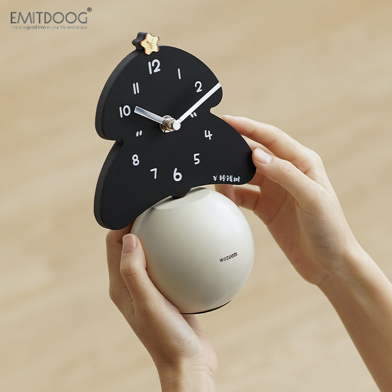 EMITDOOG简约艺术桌面时钟摆件创意客厅钟表摆台式家用座钟装饰品