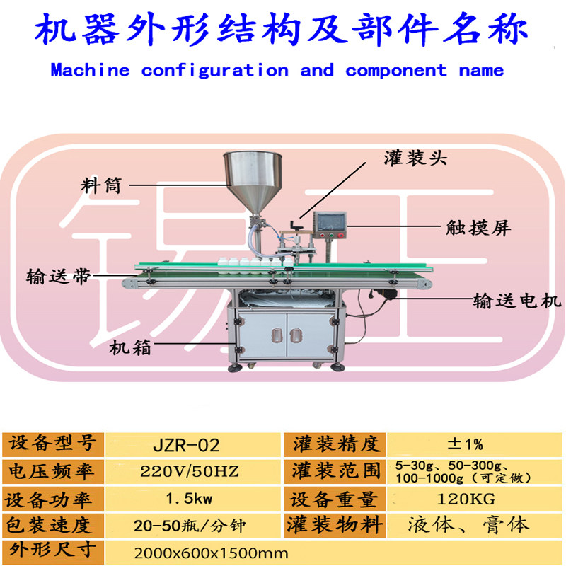 面霜全自动分装机膏体膏霜定量灌装机活塞气动气缸膏液瓶装罐装机