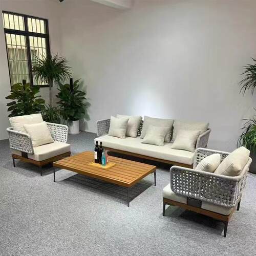 北欧风户外藤编沙发可移动三人贵妃沙发组合室内外通用