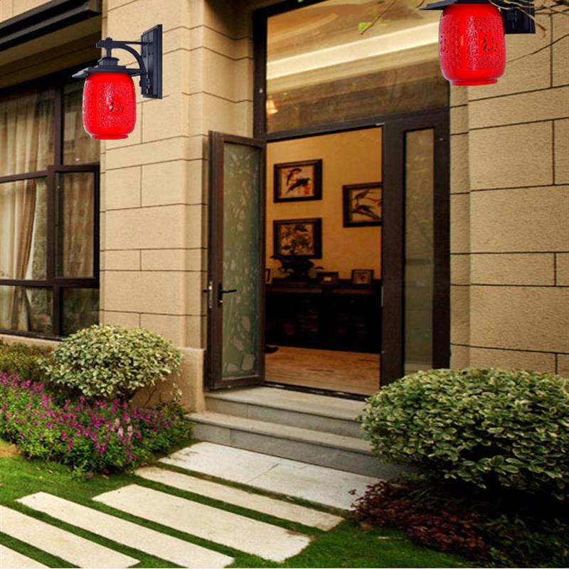 中式景德镇陶瓷别墅自建房宅院大门口露台大号防水陶瓷灯笼壁灯
