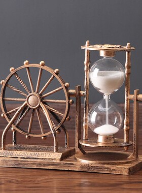 北欧风格帆船创意个性沙漏计时器办公室桌面小摆件客厅家居装饰品