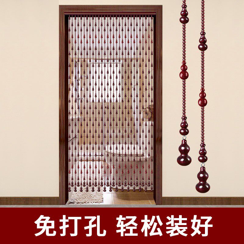 桃木葫芦门帘朱砂隔断帘新款过道卧室厕所化解门对门挂帘子免打孔