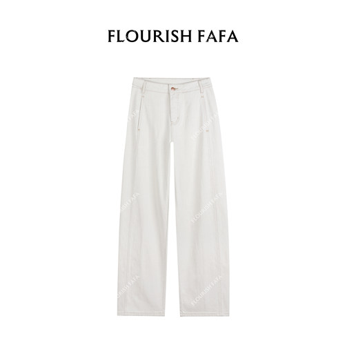 FLOURISH FAFA【美学】 夏季薄款分割线直筒牛仔裤YW31059