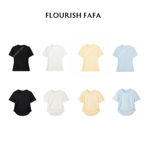 FLOURISH FAFA【瘦瘦T】夏季百搭女短袖T恤时尚休闲