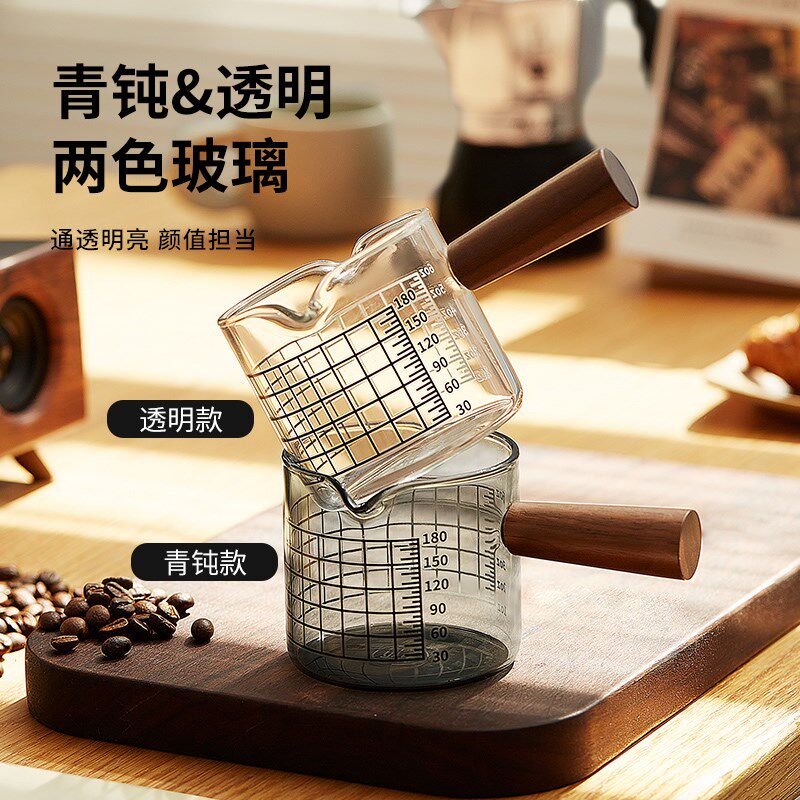 耐热玻璃量杯带刻度儿童牛奶杯早餐杯微波炉热奶杯透明刻度杯带盖