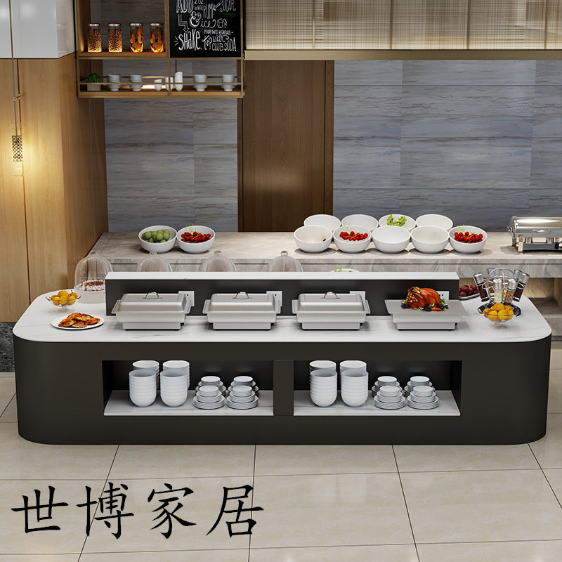 酒店双面早餐台布菲台餐厅单位食堂中岛自助取餐台菜品甜品展示台