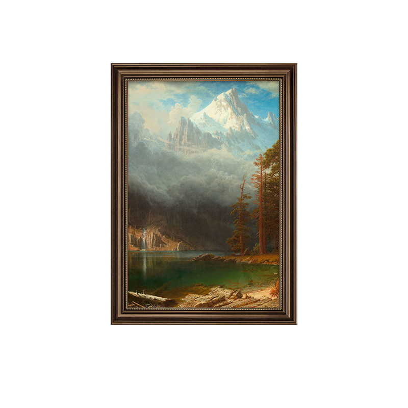 聚宝盆山水风景画入门玄关装饰画墙面壁画客厅挂画别墅楼梯油画竖