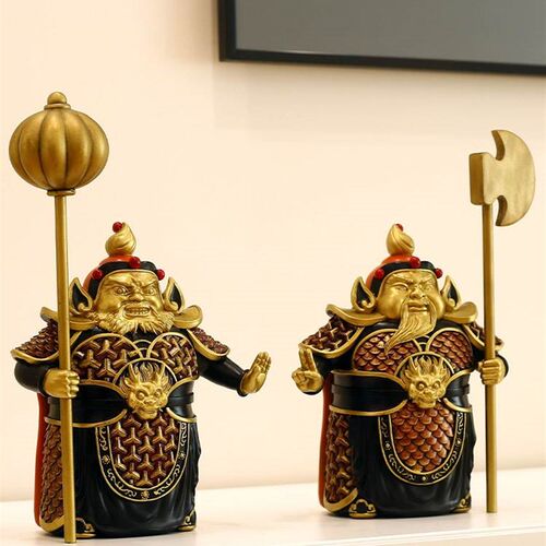新中式摆件哼哈二将门神乔迁新居新房门门厅柜玄关办公室装饰品摆