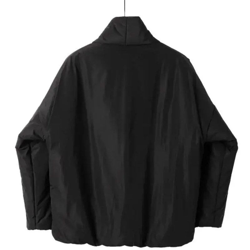 V领极简黑色秋冬季男装和服式交叉襟道袍棉服简约开衫棉衣外套潮