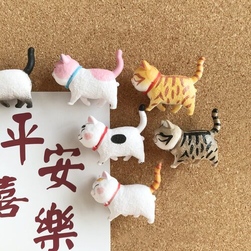一套9个可爱立体招财猫软木板图钉毛毡板照片墙装饰留言板工字钉