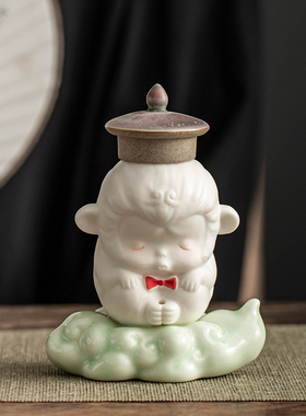 久造陶瓷齐天大圣孙悟空精品家居禅意摆件小猴子鱼缸造景客厅装饰
