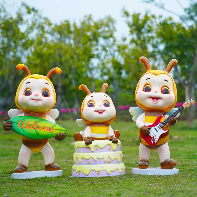 户外卡通蜜蜂玻璃钢雕塑相框座椅打卡拍照幼儿园草坪美陈装饰摆件