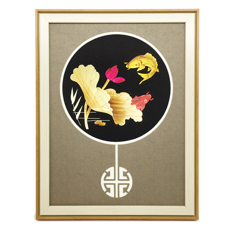 麦秆画工艺品 镜框装饰画 相框 中国风特色 家居装饰画 文化礼物