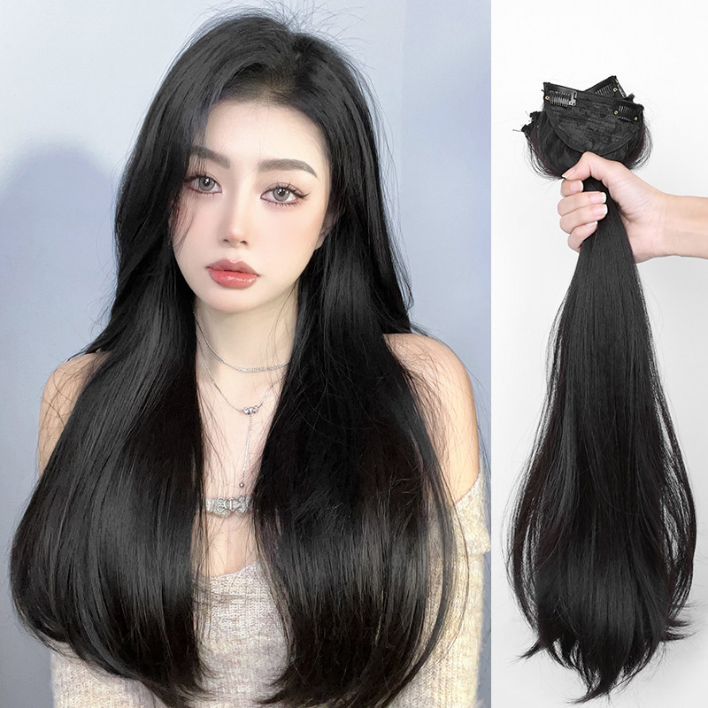 三片式假发片长直发韩式微卷发尾接发片假发女长发自然蓬松增发量
