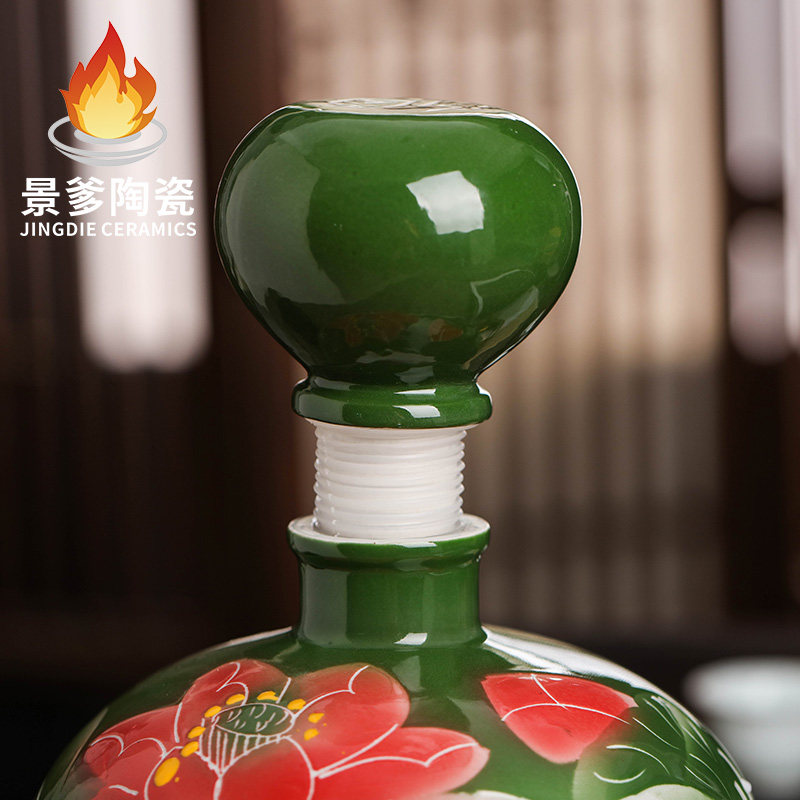 陶瓷酒瓶5斤10斤装球瓶景德镇家用密封酒坛子泡酒壶白酒酒缸摆件
