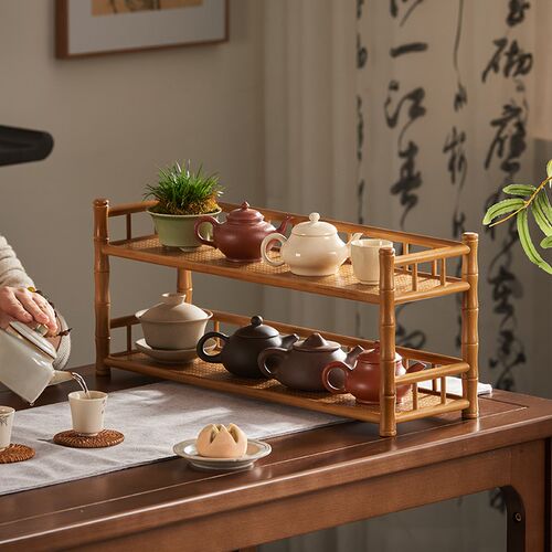 竹制茶具架茶杯架子桌面紫砂壶摆放展示置物架茶室小收纳架博古架