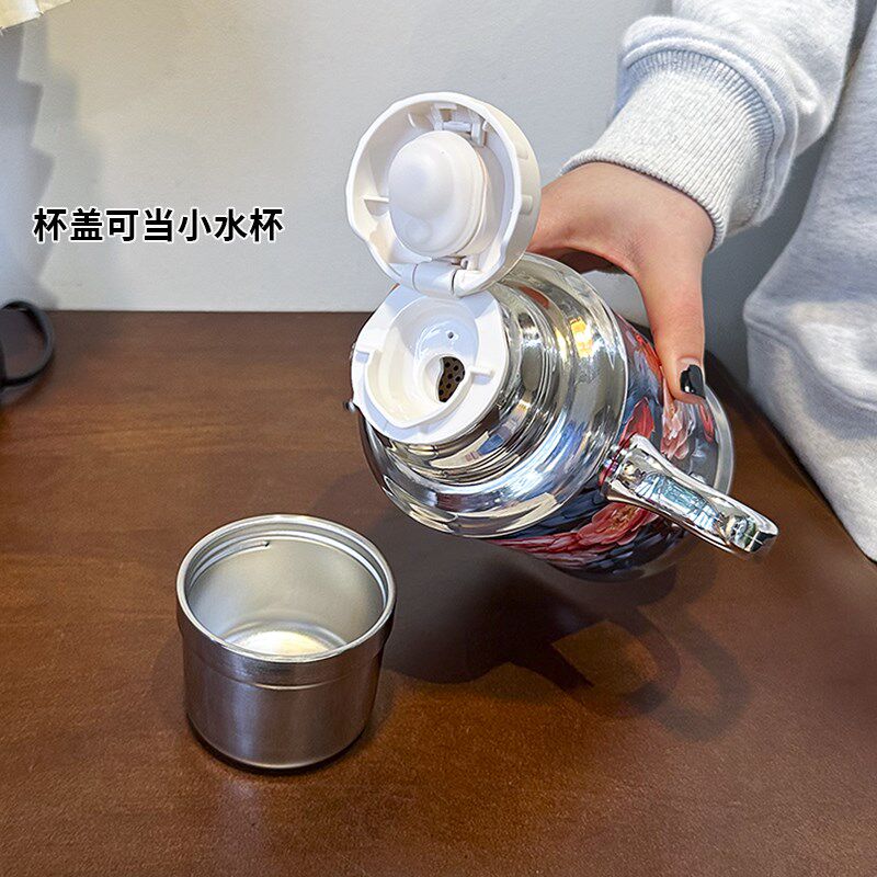 复古保温杯女生便携保温水壶个性水杯带茶隔泡茶杯新款大容量杯子
