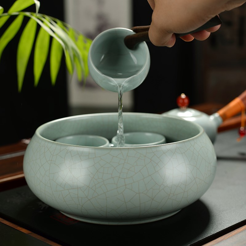 隐茶缘 汝窑可养开片杯洗笔洗水洗茶洗茶盆茶海茶道功夫茶具配件