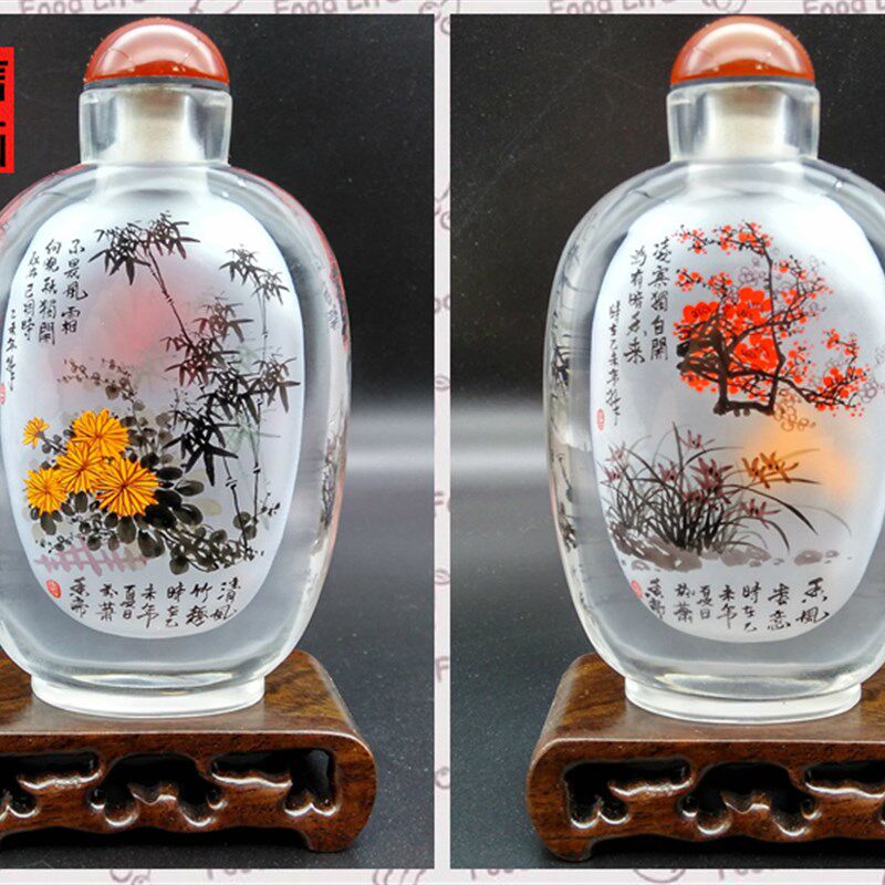 衡水特产内画鼻烟壶创意特色纯手工水晶工艺礼品摆件收藏外事