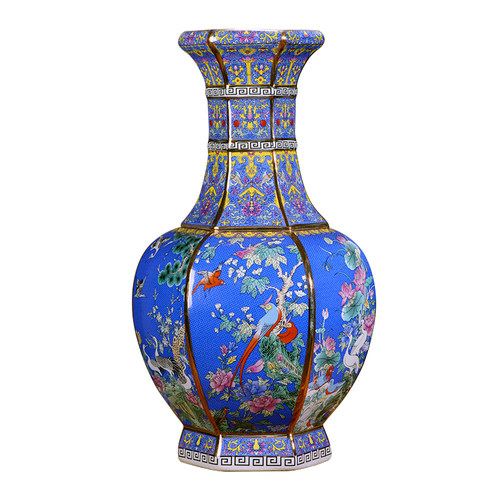 景德镇陶瓷器花瓶摆件仿乾隆仿古瓷瓶中式古典客厅酒柜装饰品摆设