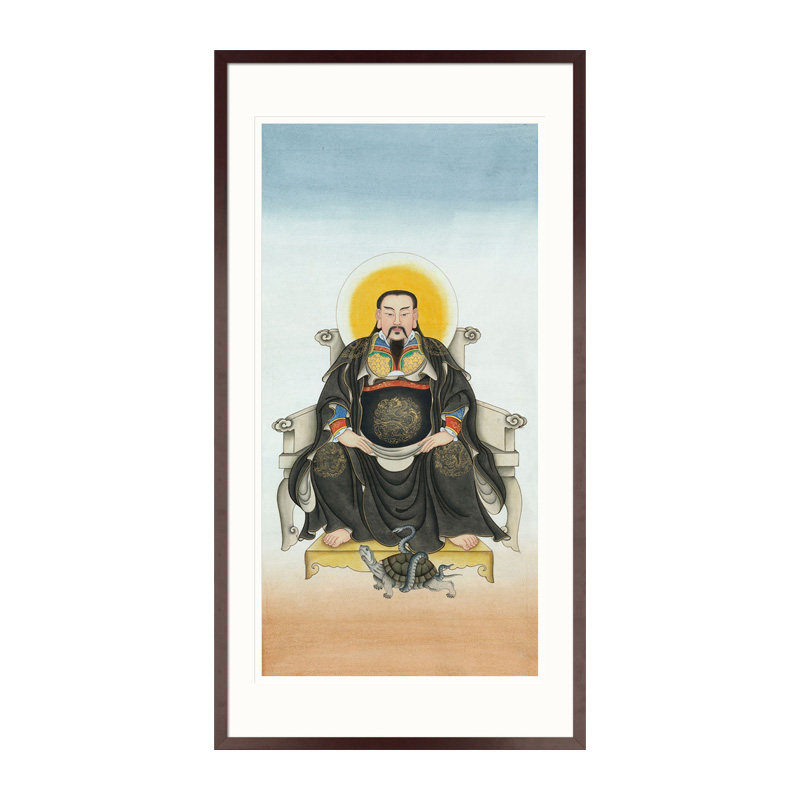 工笔人物国画玄武真武大帝画像水陆画玄关新中式卷轴画框装饰挂画