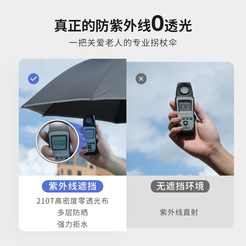 可调节伸缩助力手杖拐棍防滑安全结实耐用老人礼物拐杖伞自动防晒
