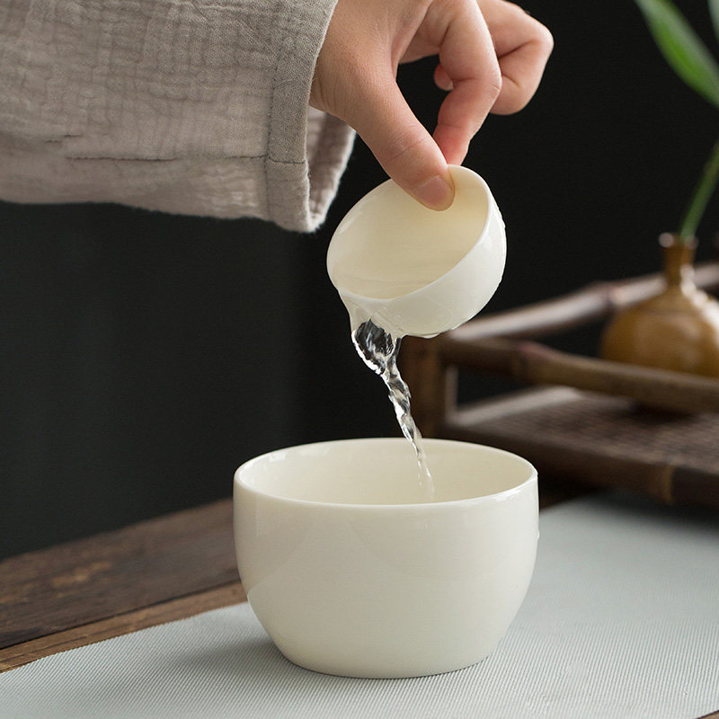 德化猪油白功夫茶具茶道配件笔洗陶瓷大小茶渣缸茶洗水杯洗水盂