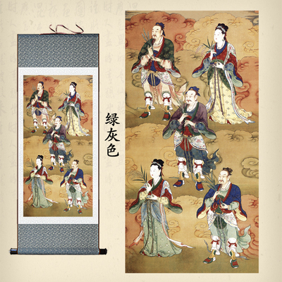 青苗五谷神画像卷轴画五谷丰登壁画客厅祠堂供奉挂画人物画丝绸画