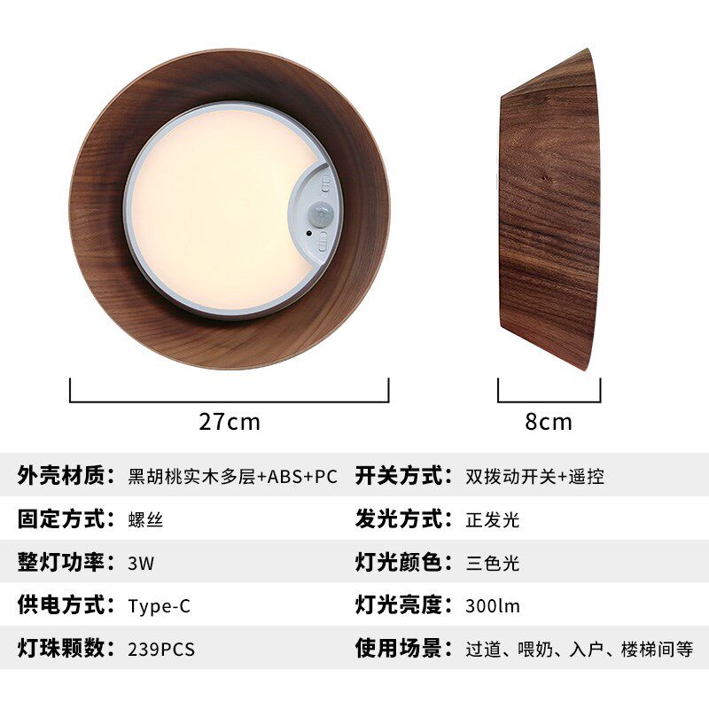 免布线充电款吸顶灯入户玄关进门口楼道卫生间夜间自动起夜感应灯