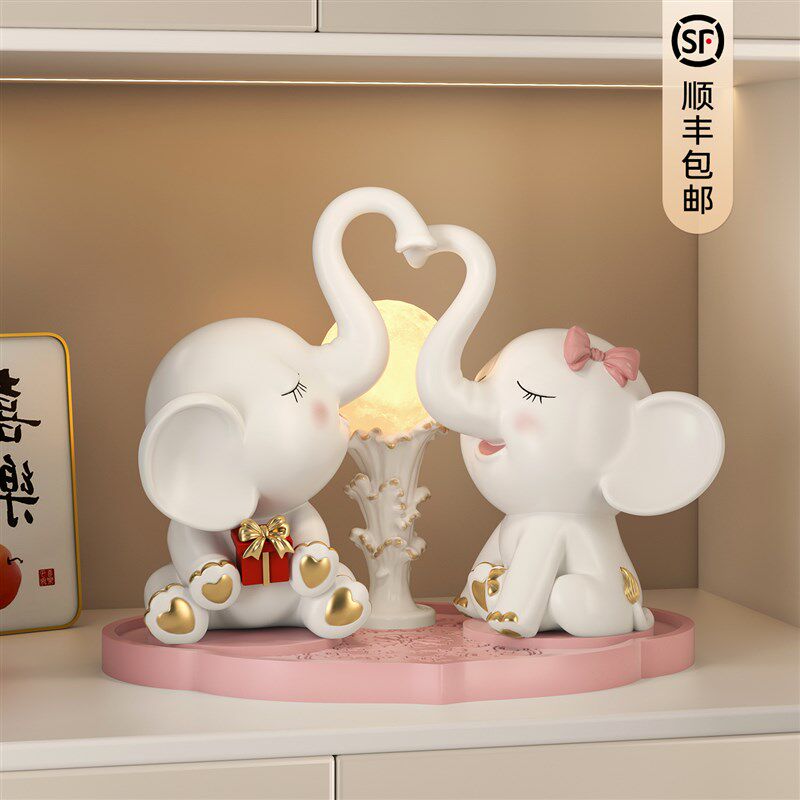 情侣大象摆饰一对家居客厅卧室乔迁装饰品婚房布置结婚礼物送新人