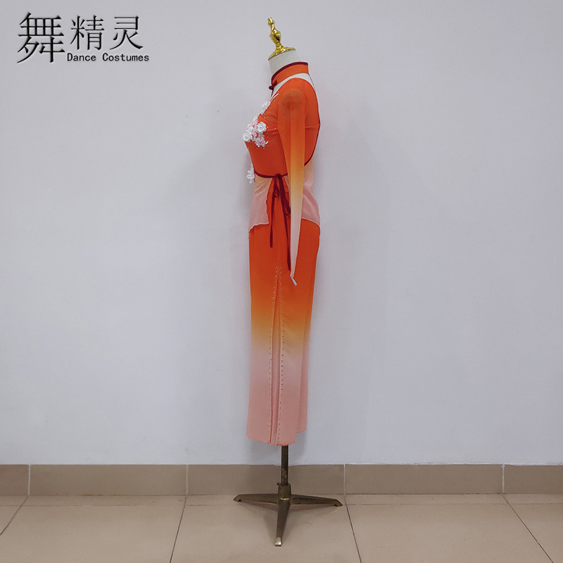 古典舞胶州秧歌舞蹈服儿童剧目艺考服飘逸扇舞咏荷演出服成人定制