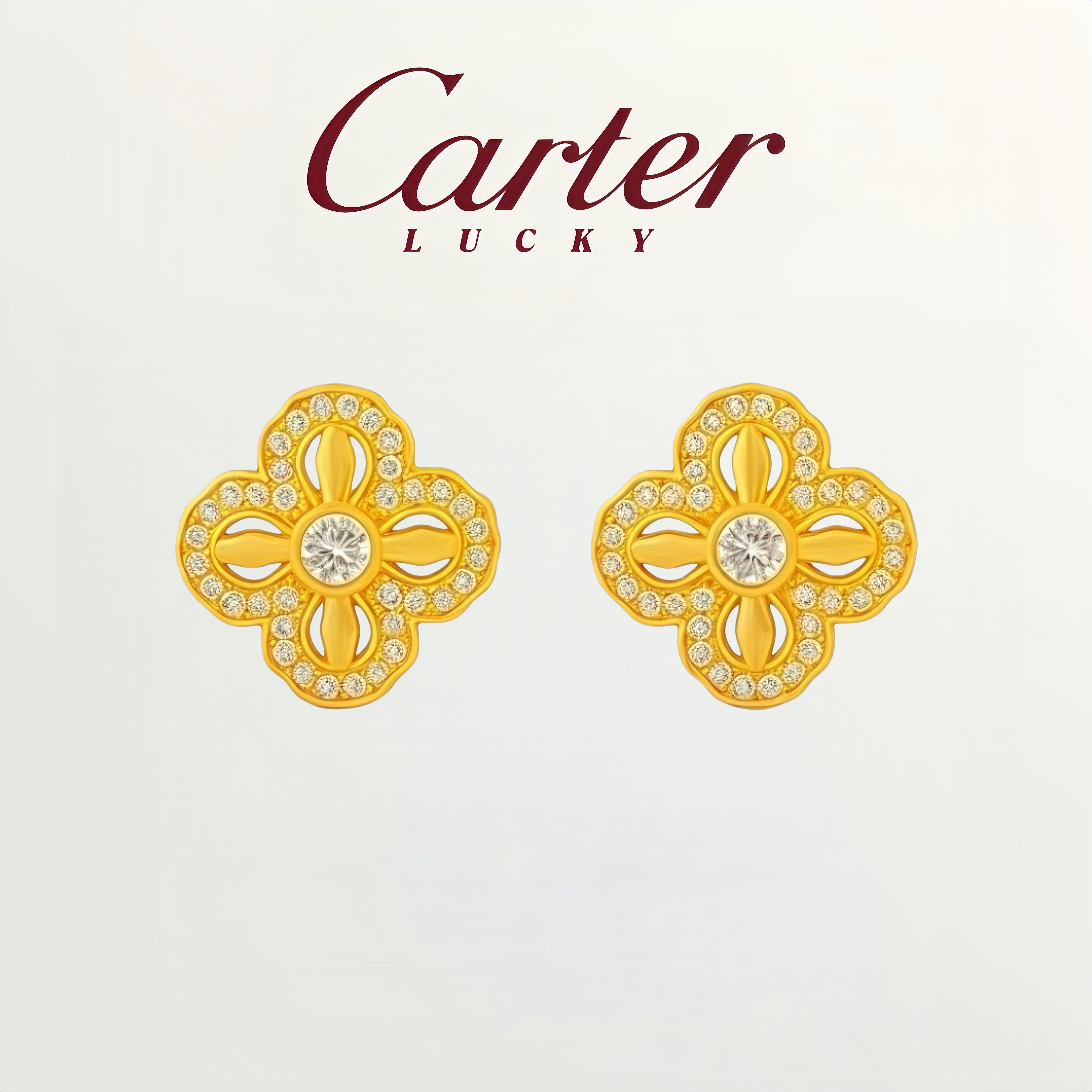 【沙金仿真黄金】耳钉配饰十字金刚杵镶钻吊坠肖邦项链女520礼物