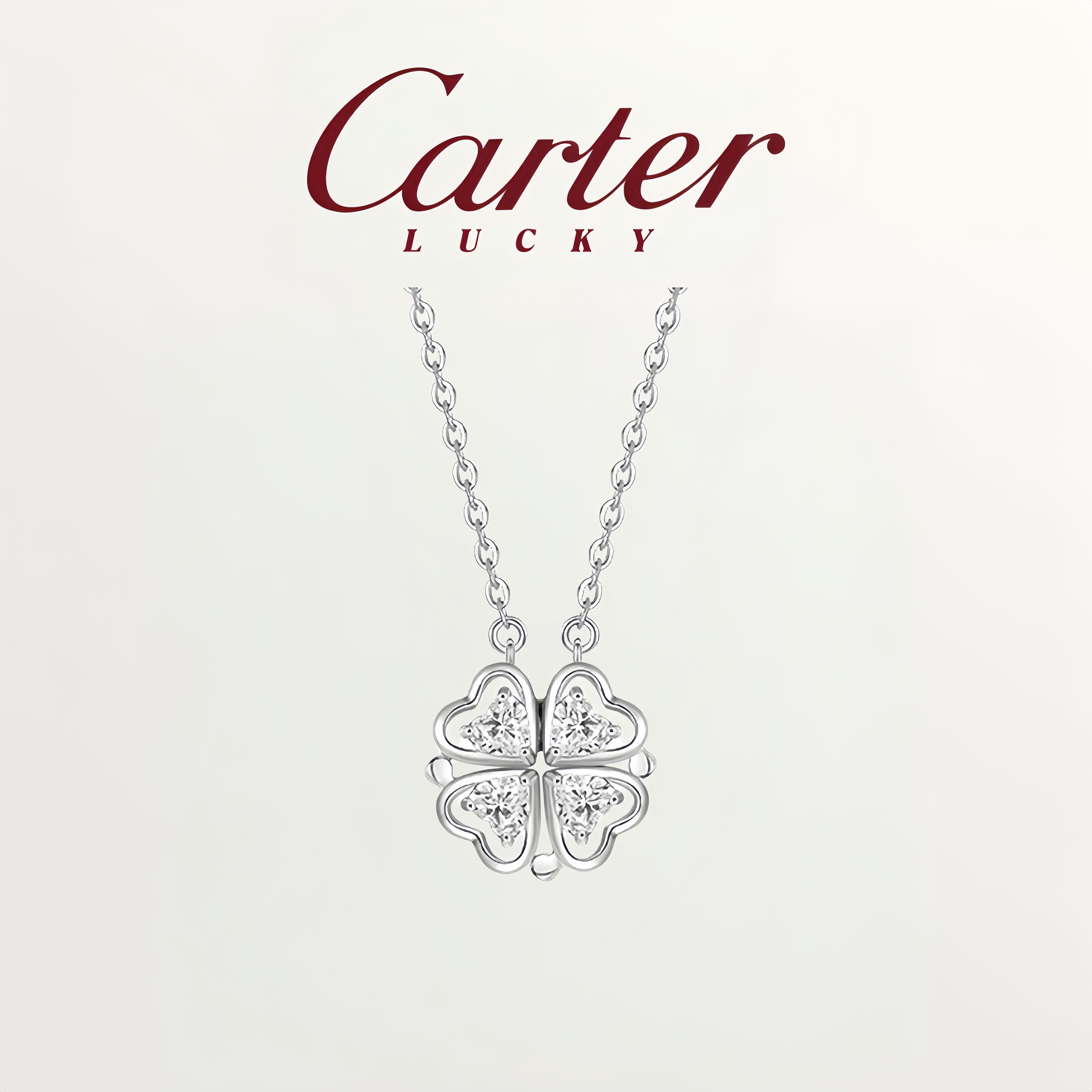 S999纯银爱心磁吸四叶草项链女款高级感两种戴法锁骨链送女友礼物