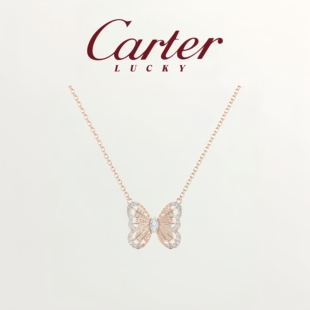 S999纯银白鹿同款镂空蝴蝶项链女轻奢玫瑰金钻石锁骨链送女友礼物