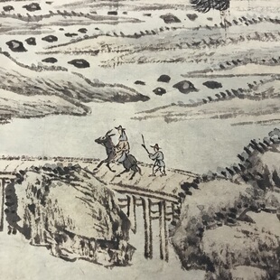 饰画 1明王翚秋山暮霭山水画长卷国画艺术微喷古代名画复制品装