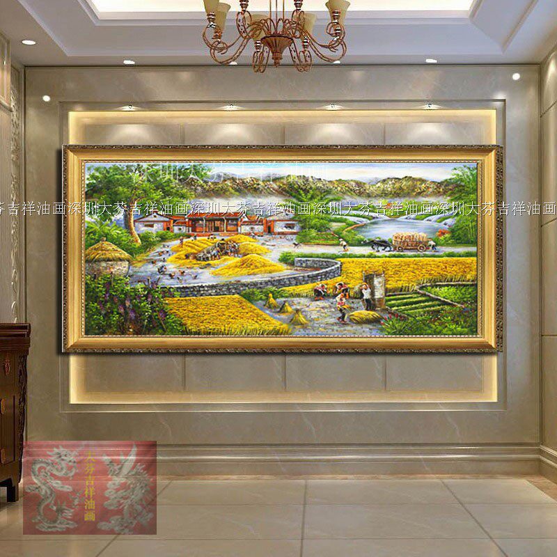手绘农家田园五谷丰收图稻田风景油画办公室家居别墅酒店装饰挂画