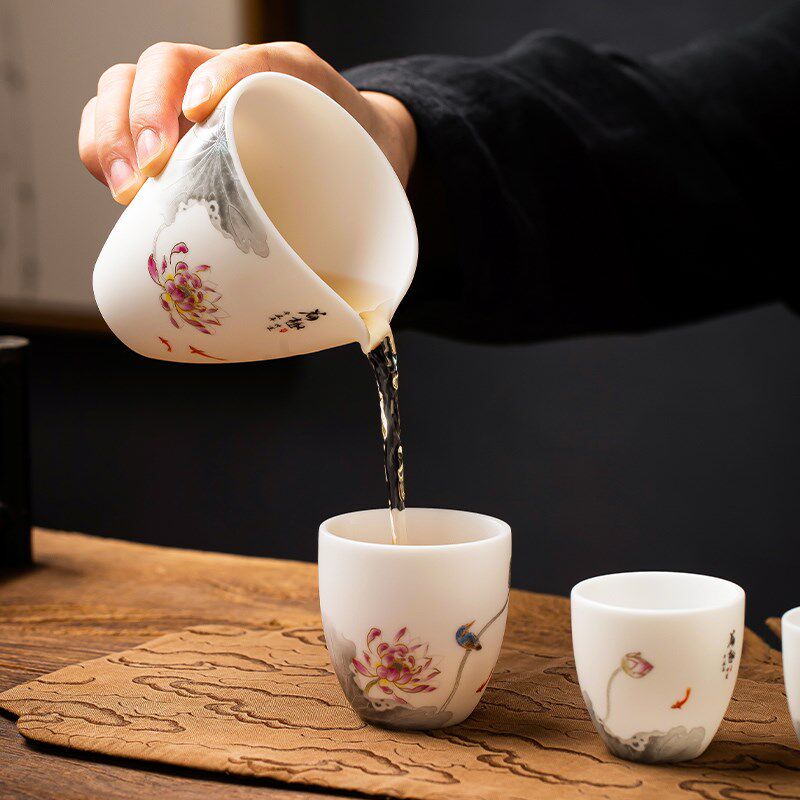 匠仙荷花羊脂玉茶壶单壶泡茶家用素烧功夫茶具德化白瓷西施壶陶瓷