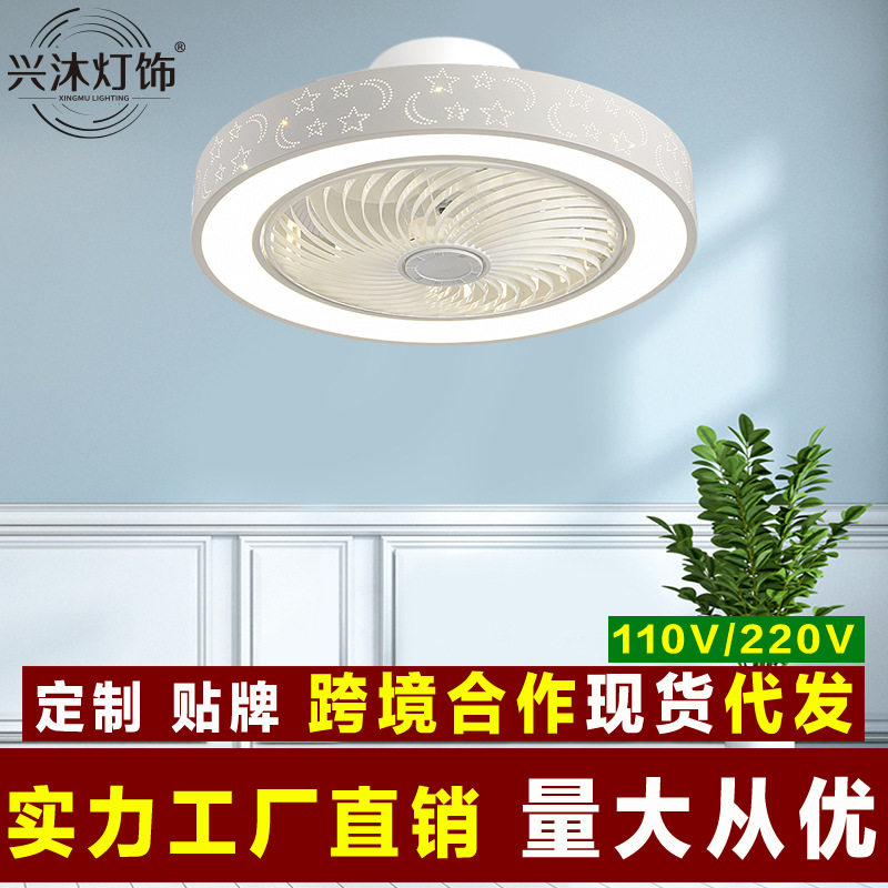 日规跨境风扇灯吸顶灯简约卧室灯房间带风扇吊灯110V外贸厂家直销图片