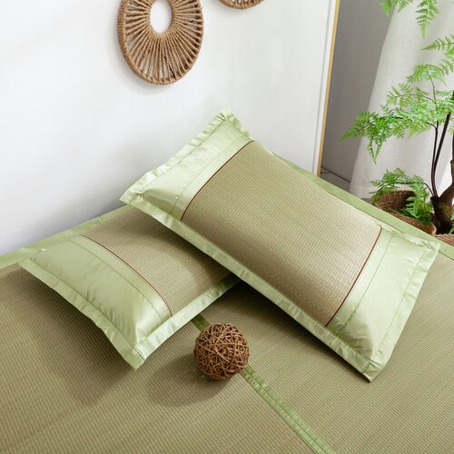 草席枕套夏季枕头套单人蔺草枕席加厚枕片枕套绿色 48cmX74cm