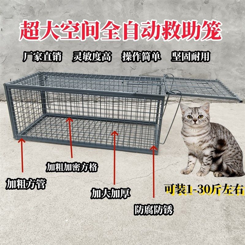 全自动捕猫笼大号抓猫神器逮流浪猫夹扑捉猫笼子抓捕猫器人道救助